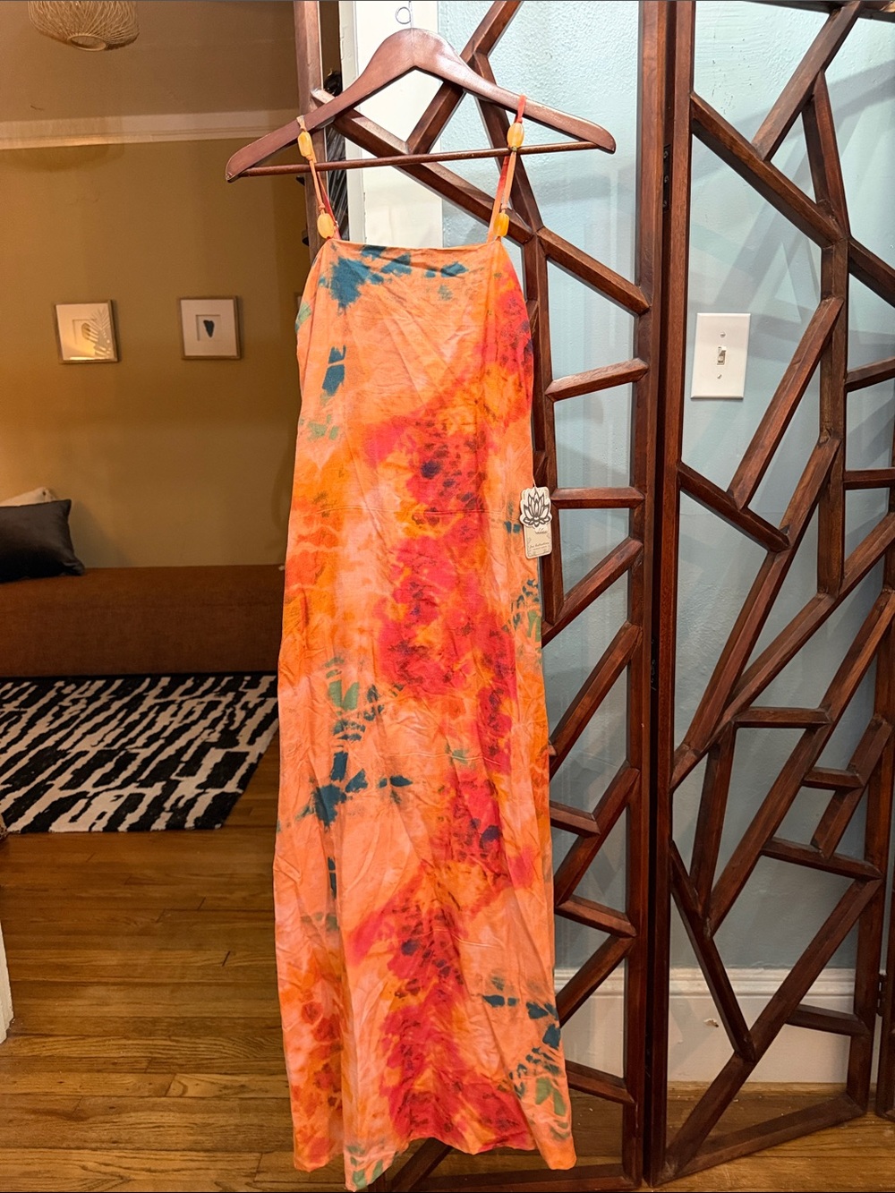 Women’s beaded tie-dye vacation maxi dress